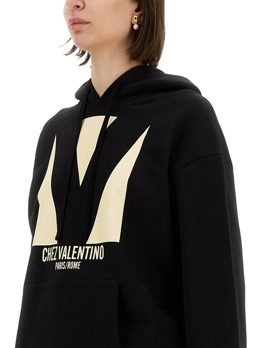 Valentino - Valentino Cotton Hoodie With Print - Women’s Sweatshirts