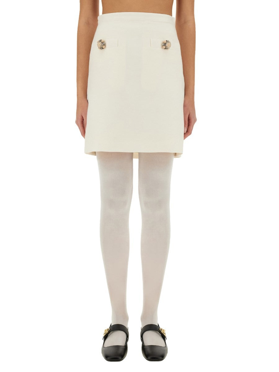 Valentino - Valentino Solid Crepe Couture Skirt - Women’s Clothing