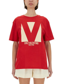 Valentino - Valentino ’Chez Valentino’ Print T Shirt - Woman-&gt;Clothing-&gt;t-shirts