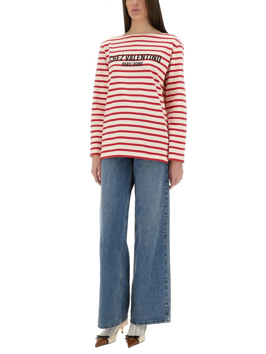 Valentino - Valentino Cotton Long Sleeve T Shirt With Print - Woman-&gt;Clothing-&gt;t-shirts
