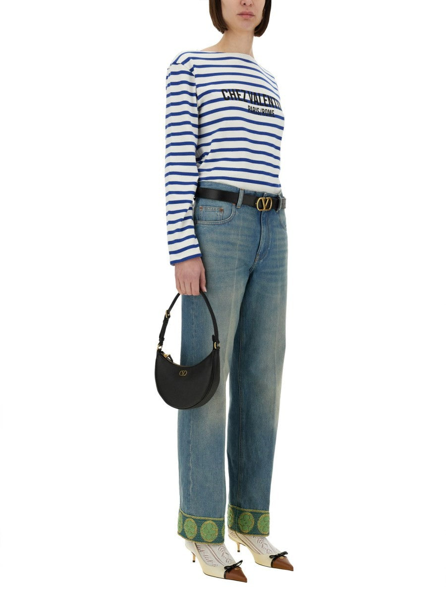 Valentino - Valentino Cotton Long Sleeve T Shirt With Print - Woman-&gt;Clothing-&gt;t-shirts