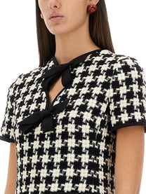 Valentino - Valentino Embroidered Damier Light Tweed Short Dress - Women’s Clothing