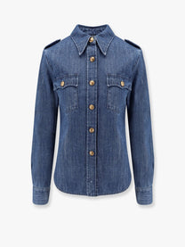 Valentino - Valentino Denim Shirt With Vlogo Buttons - Women’s Tops