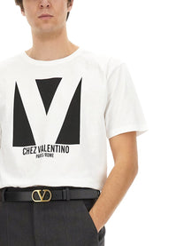 Valentino - Valentino Cotton T Shirt With ’Chez Valentino’ Print - Men’s Tops