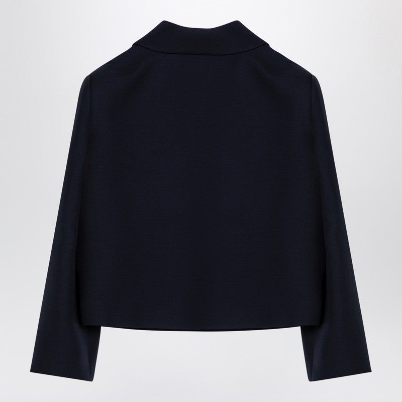 Valentino - Valentino Single-breasted navy wool crop jacket - Jackets