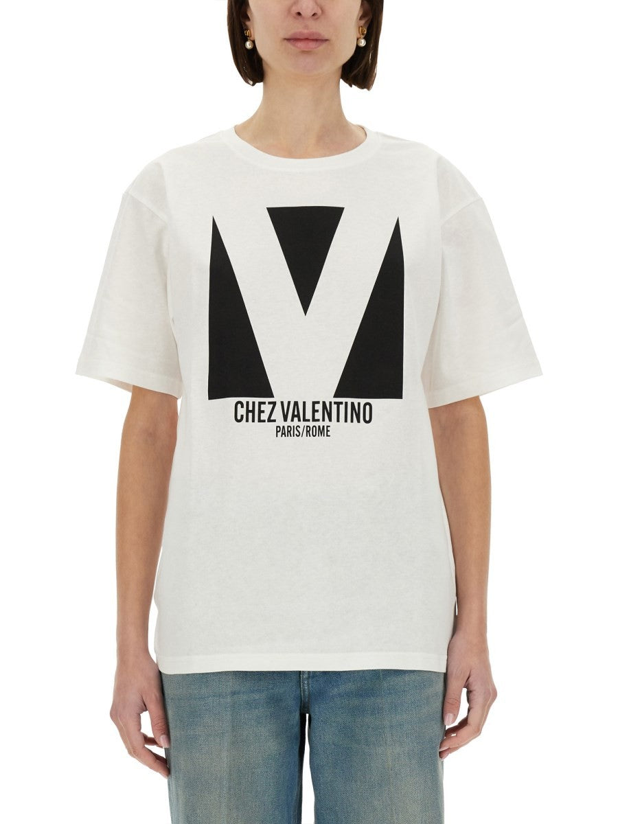 Valentino - Valentino ’Chez Valentino’ Print T Shirt - Woman-&gt;Clothing-&gt;t-shirts