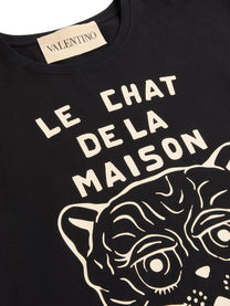 Valentino Valentino Cotton T Shirt With Le Chat De La Maison Print Men’s Tops