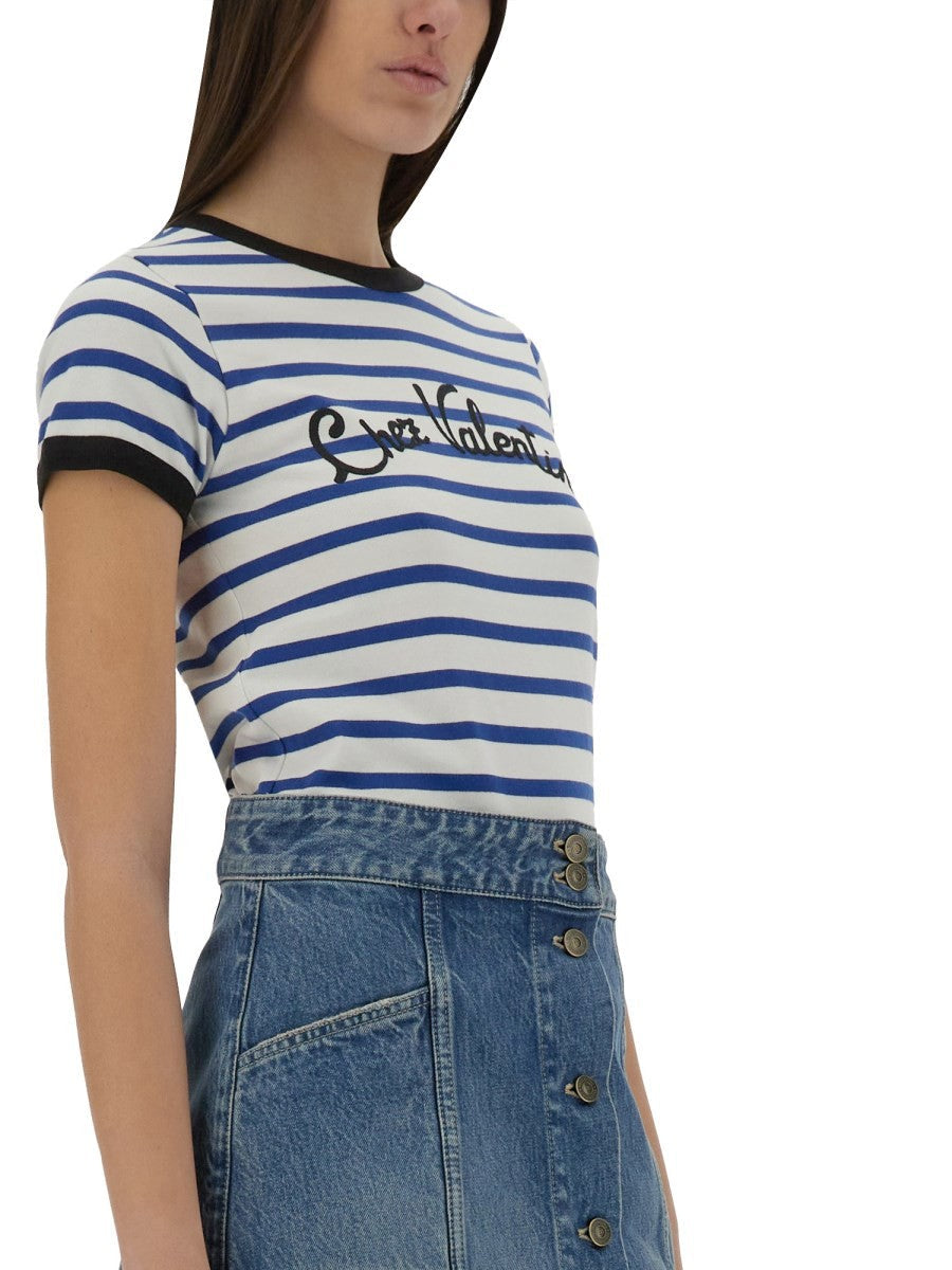 Valentino - Valentino Striped Cotton Jersey T Shirt - Woman-&gt;Clothing-&gt;t-shirts