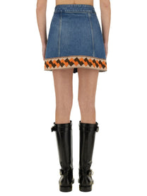 Valentino - Valentino Denim Skirt With Jacquard Trim - Women’s Clothing