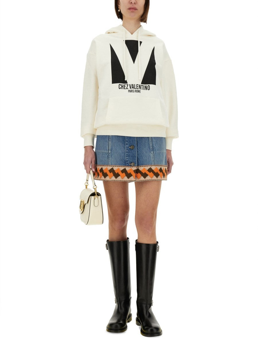 Valentino - Valentino Cotton Hoodie With Print - Women’s Sweatshirts
