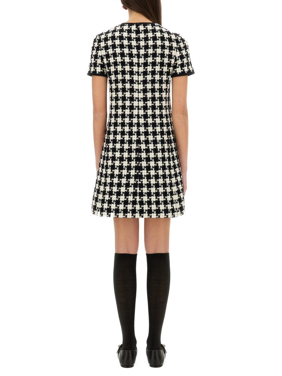 Valentino - Valentino Embroidered Damier Light Tweed Short Dress - Women’s Clothing
