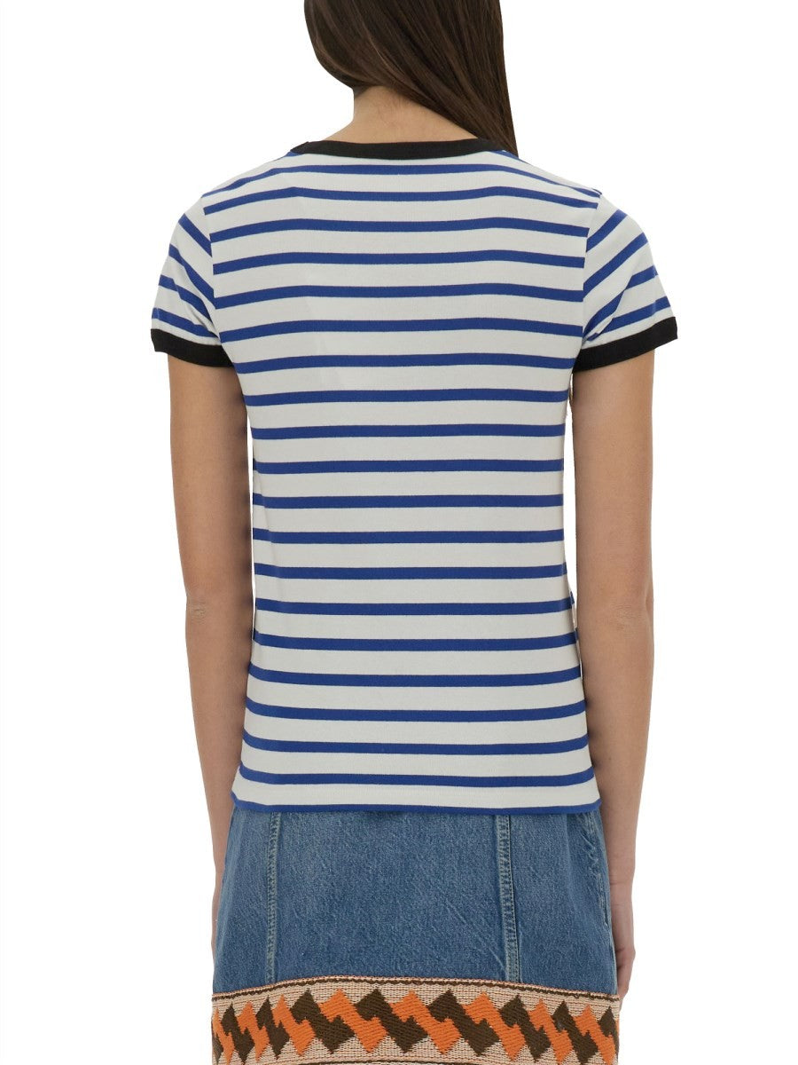 Valentino - Valentino Striped Cotton Jersey T Shirt - Woman-&gt;Clothing-&gt;t-shirts