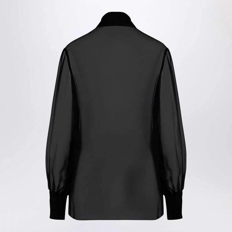 Valentino - Valentino Semi-transparent black silk chiffon shirt - Shirts