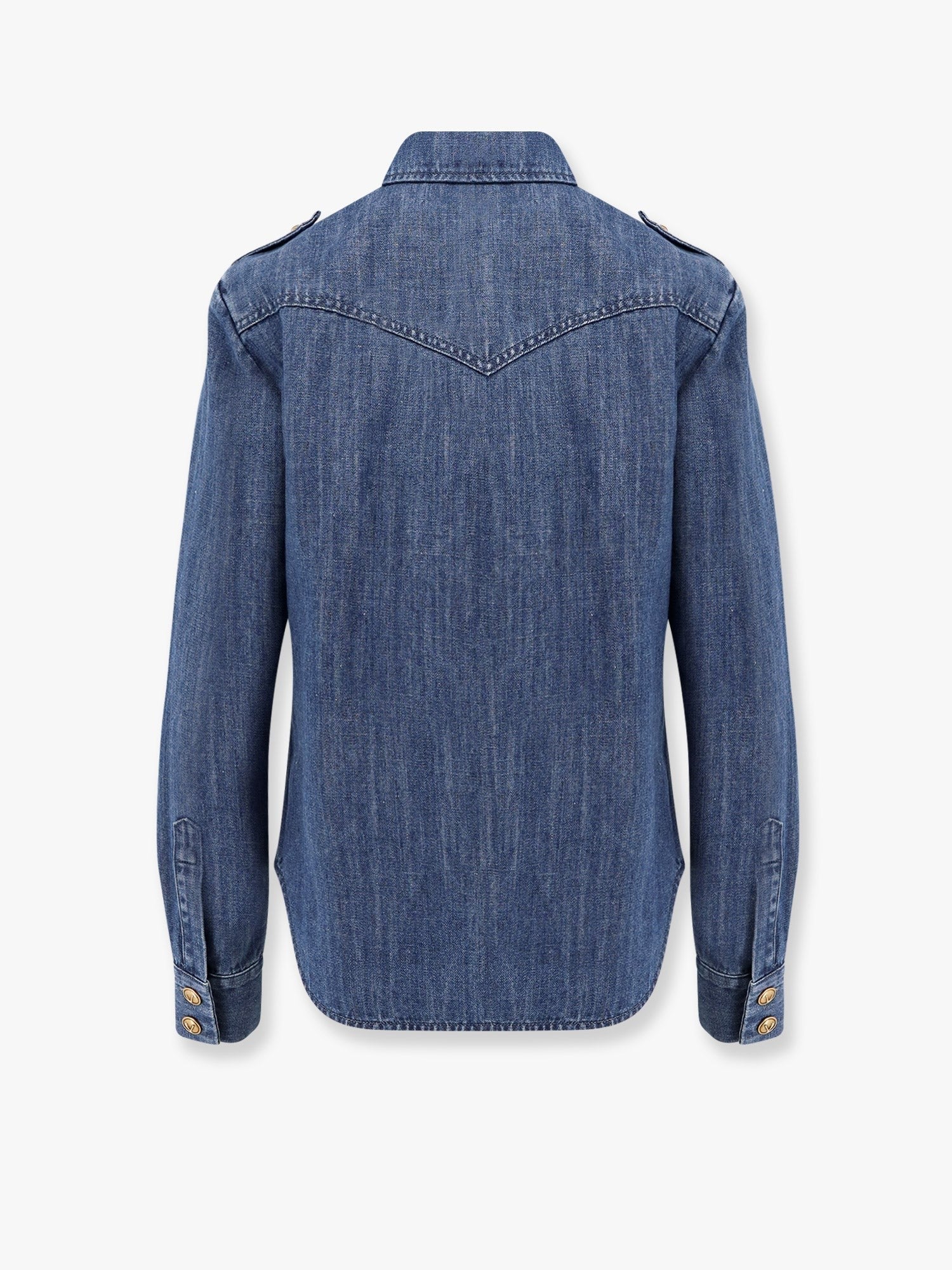 Valentino - Valentino Denim Shirt With Vlogo Buttons - Women’s Tops