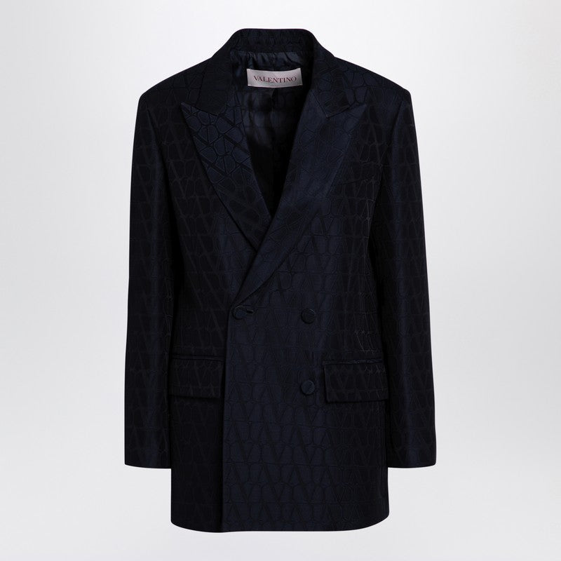 Valentino - Valentino Navy blue double-breasted jacket Toile Iconographe - Women’s Clothing