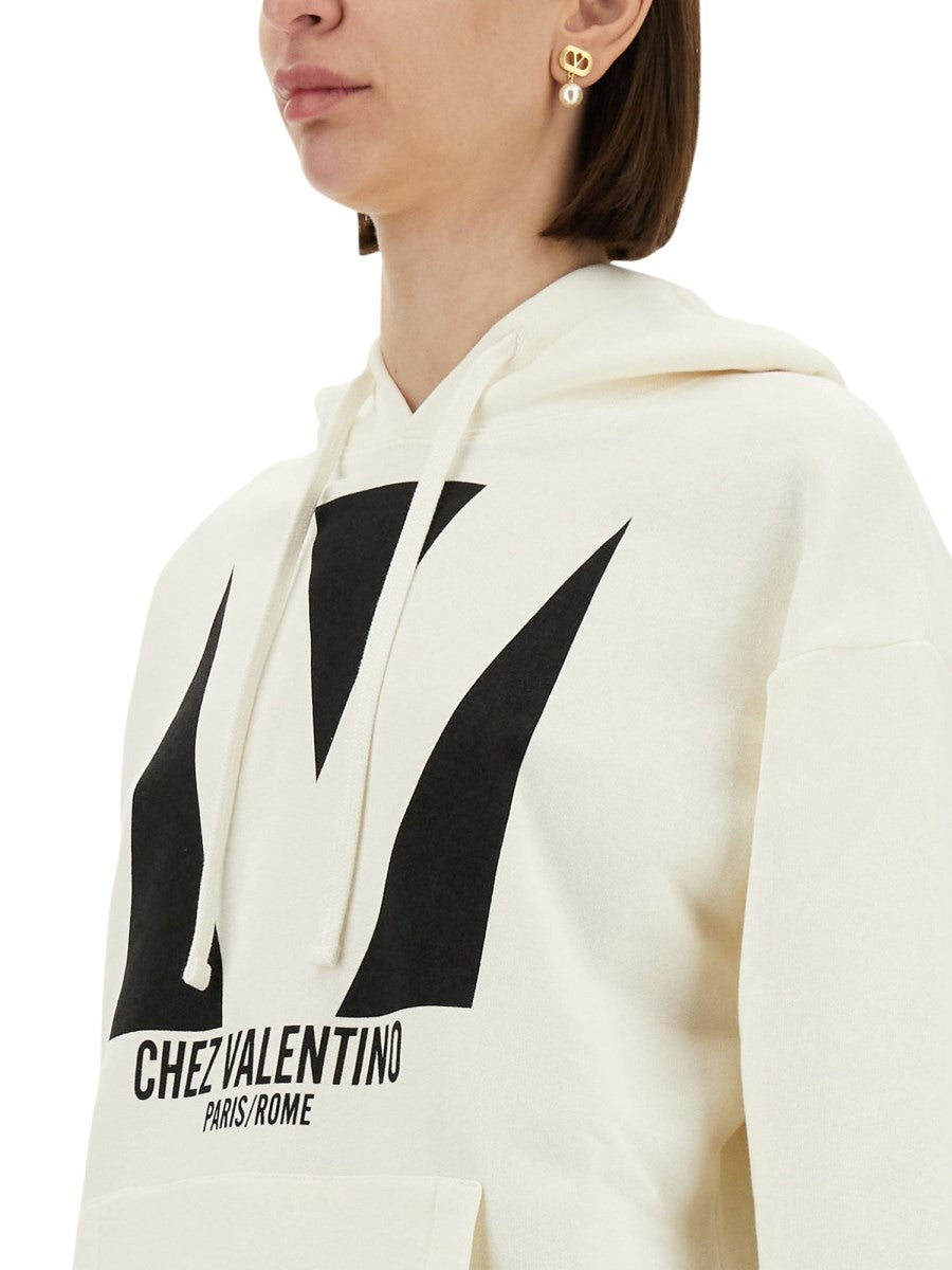 Valentino - Valentino Cotton Hoodie With Print - Women’s Sweatshirts