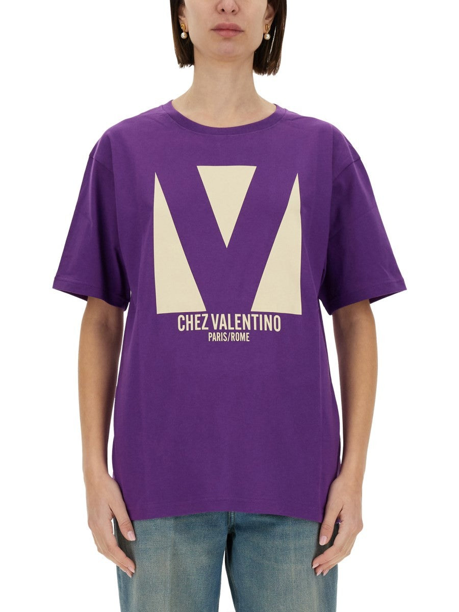 Valentino - Valentino ’Chez Valentino’ Print T Shirt - Woman-&gt;Clothing-&gt;t-shirts