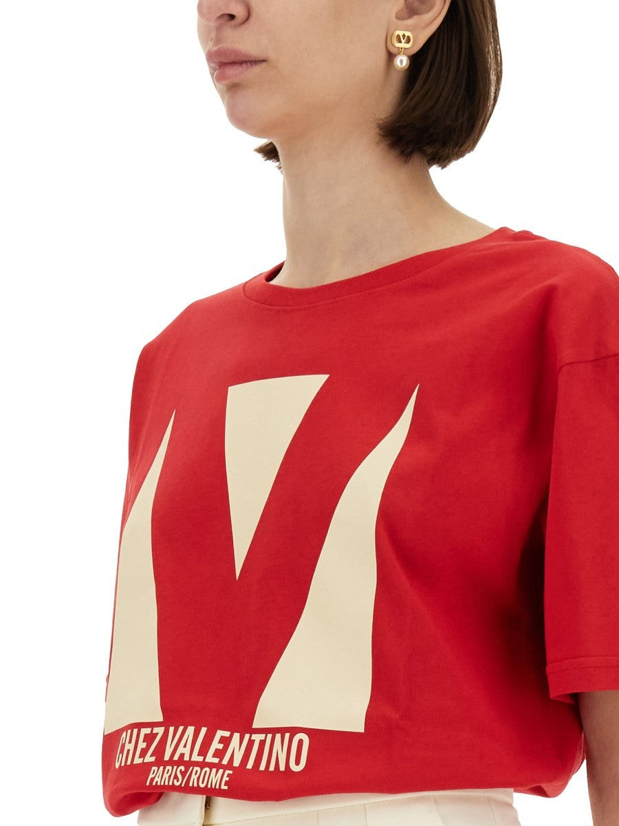 Valentino - Valentino ’Chez Valentino’ Print T Shirt - Woman-&gt;Clothing-&gt;t-shirts