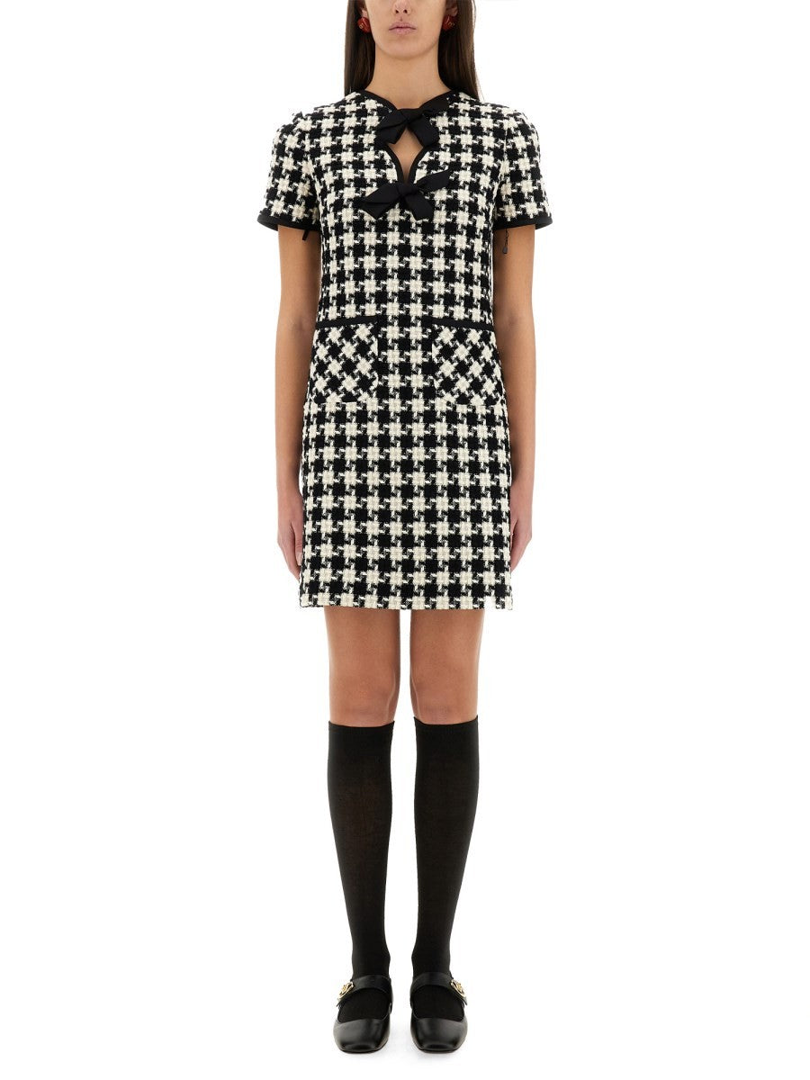 Valentino - Valentino Embroidered Damier Light Tweed Short Dress - Women’s Clothing