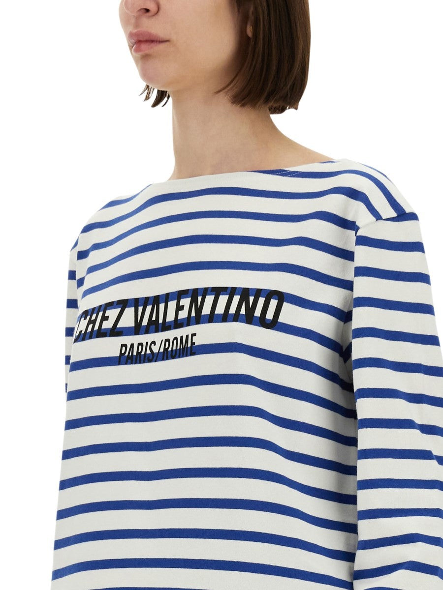 Valentino - Valentino Cotton Long Sleeve T Shirt With Print - Woman-&gt;Clothing-&gt;t-shirts