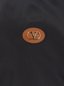 Valentino - Valentino Nylon Bomber With Leather Patch And Vlogo Detail - Men’s Outerwear