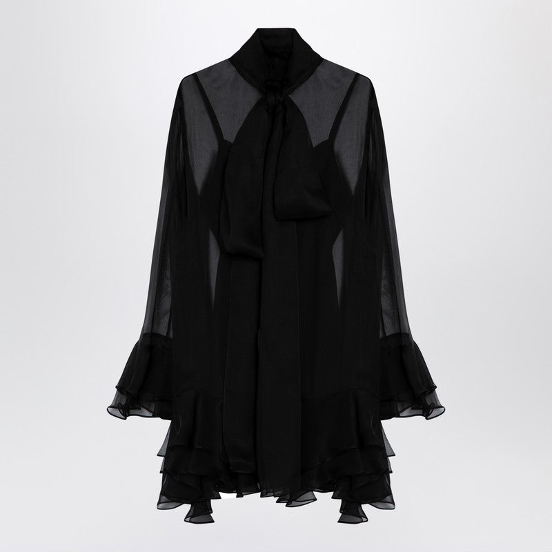 Valentino - Valentino Semi transparent black silk dress - Dresses
