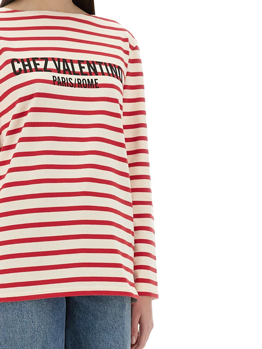 Valentino - Valentino Cotton Long Sleeve T Shirt With Print - Woman-&gt;Clothing-&gt;t-shirts