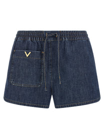 Valentino Valentino Garavani Chambray Denim Shorts Blue
