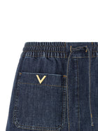 Valentino Valentino Garavani Chambray Denim Shorts Blue, view 3