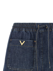 Valentino Valentino Garavani Chambray Denim Shorts Blue