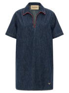 Valentino Valentino Garavani Chambray Vlogo Denim Dress Blue