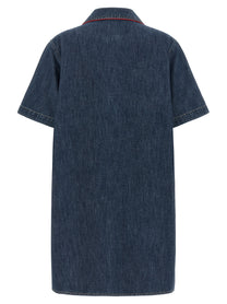 Valentino Valentino Garavani Chambray Vlogo Denim Dress Blue
