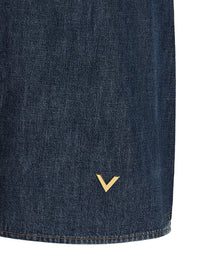 Valentino Valentino Garavani Chambray Vlogo Denim Dress Blue