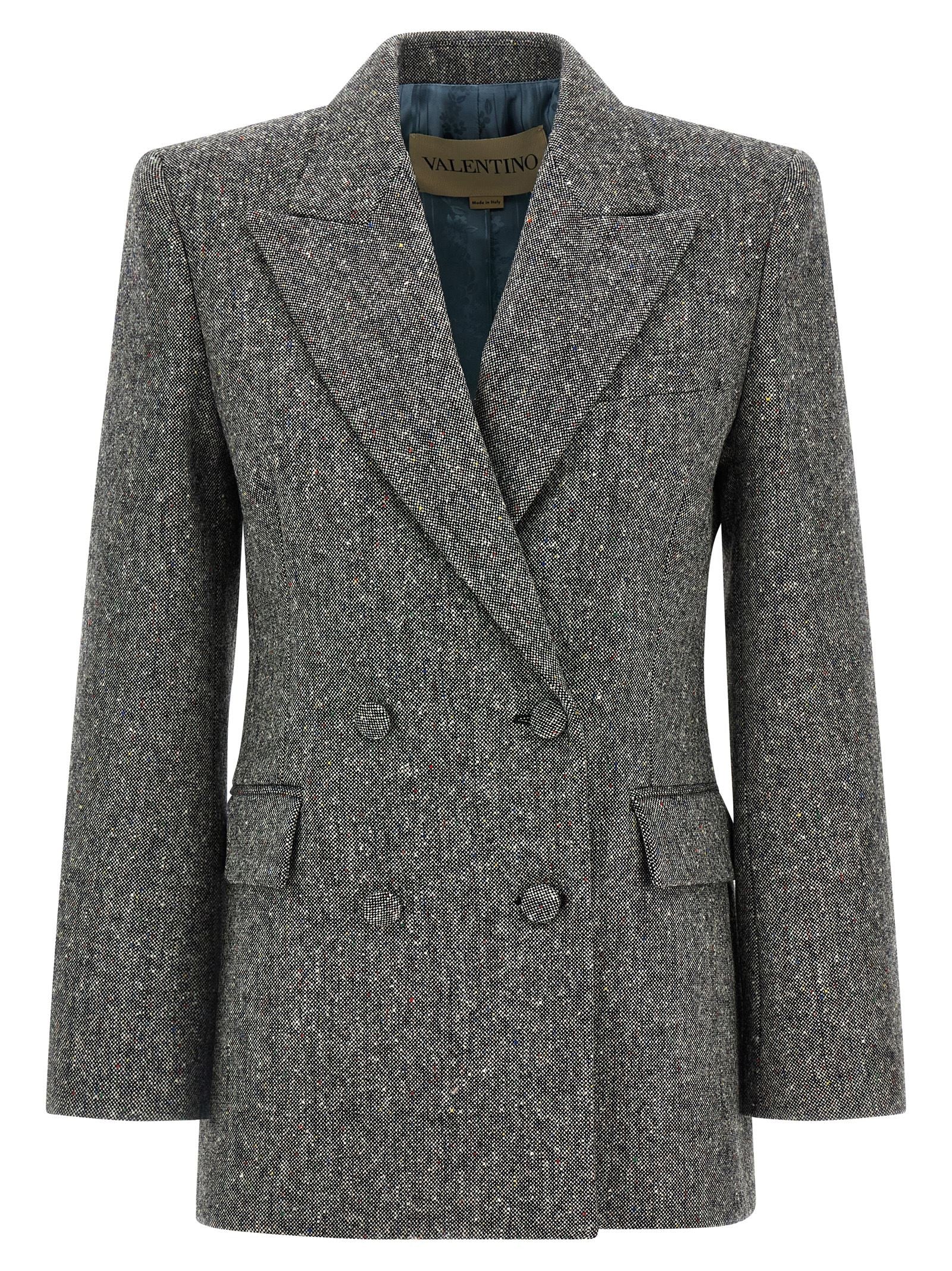 Valentino Valentino Garavani Double Breasted Blazer Grey