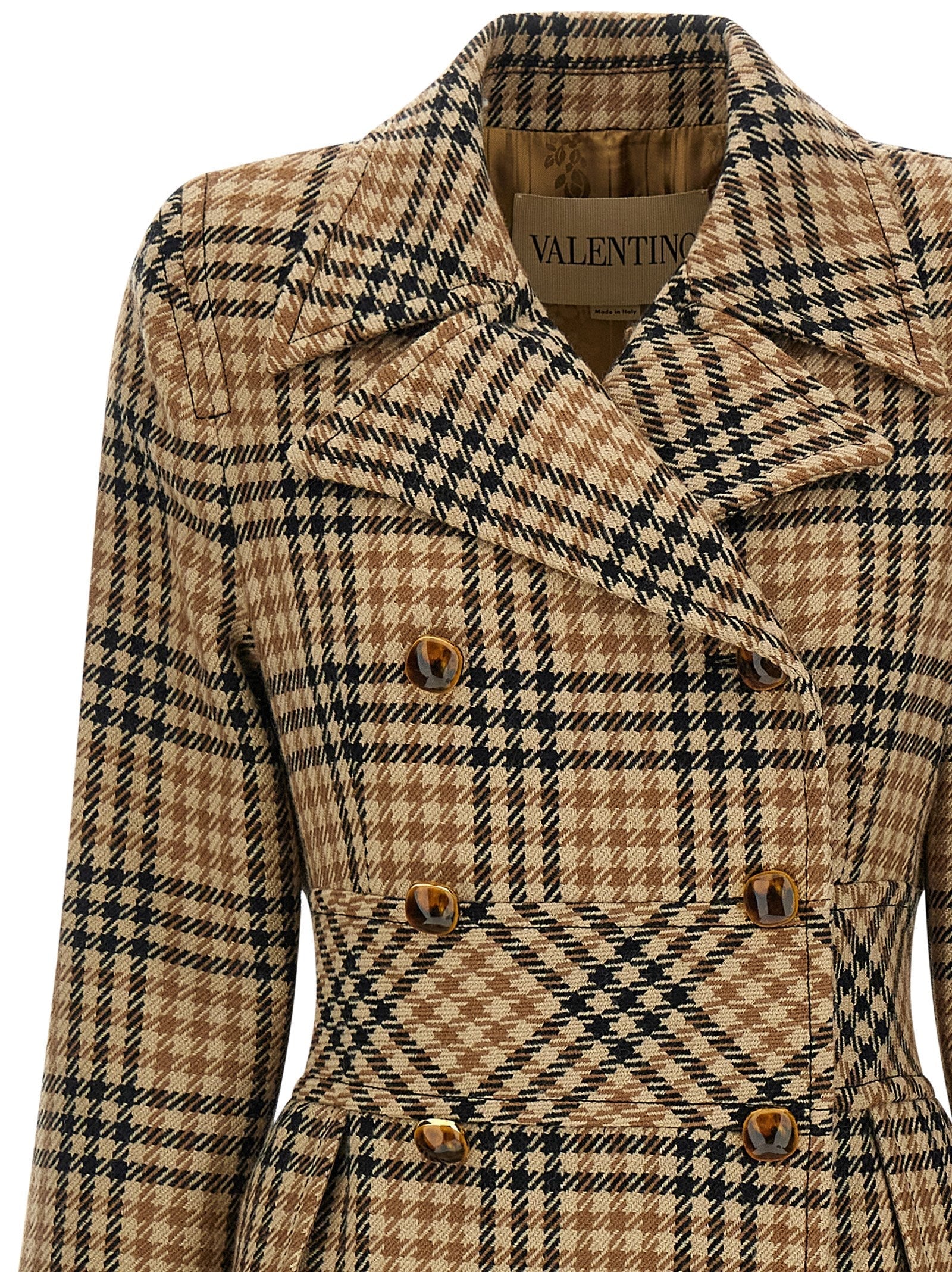 VALENTINO GARAVANI - VALENTINO GARAVANI - Valentino Garavani Houndstooth Wool coat - Women’s Outerwear