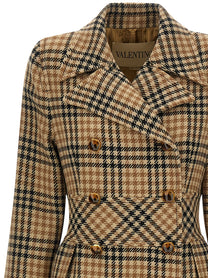 VALENTINO GARAVANI - VALENTINO GARAVANI - Valentino Garavani Houndstooth Wool coat - Women’s Outerwear