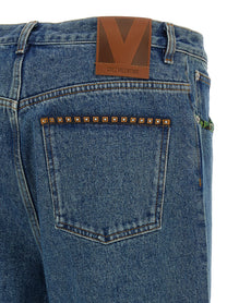 VALENTINO GARAVANI - VALENTINO GARAVANI - Valentino Garavani floral insert jeans - Men’s Clothing
