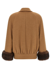 Valentino Valentino Garavani Fur Insert Caban Brown