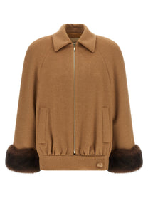 Valentino Valentino Garavani Fur Insert Caban Brown