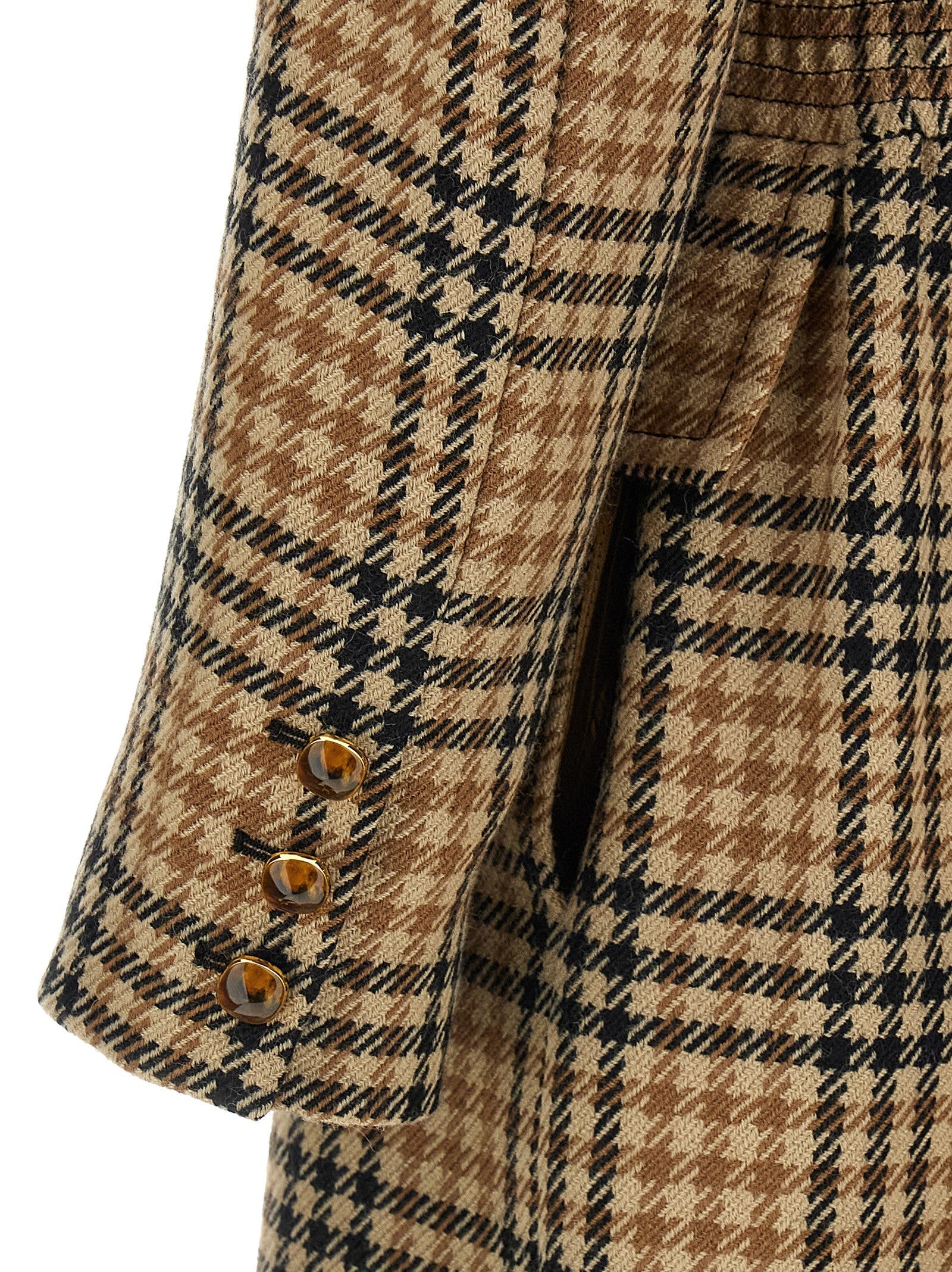 Valentino Valentino Garavani Houndstooth Wool Coat Brown