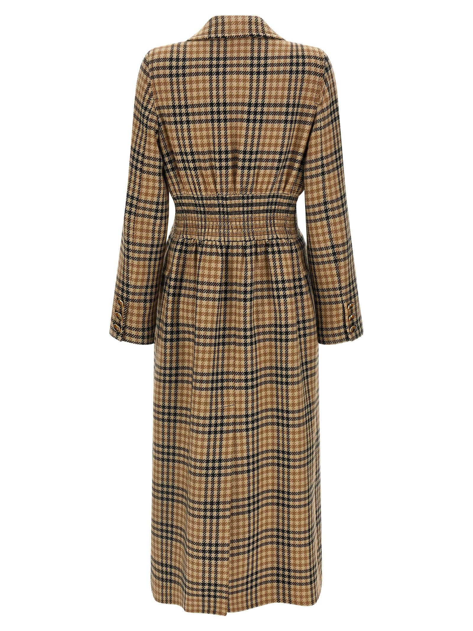 Valentino Valentino Garavani Houndstooth Wool Coat Brown