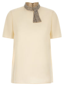 Valentino Valentino Garavani Jewel Collar Top White