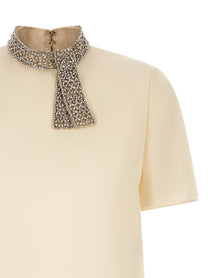 Valentino Valentino Garavani Jewel Collar Top White