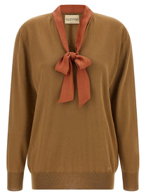 Valentino Valentino Garavani Lavallière Collar Sweater Brown