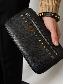 Valentino Men's Valentino Garavani Leather Clutch Black