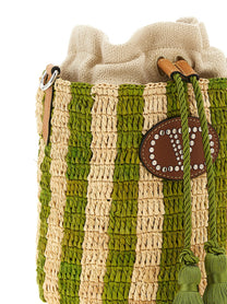 Valentino Valentino Garavani Raffia Small Bucket Bag Green