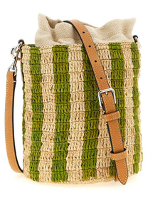 Valentino Valentino Garavani Raffia Small Bucket Bag Green