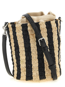 Valentino Valentino Garavani Raffia Small Bucket Bag Black
