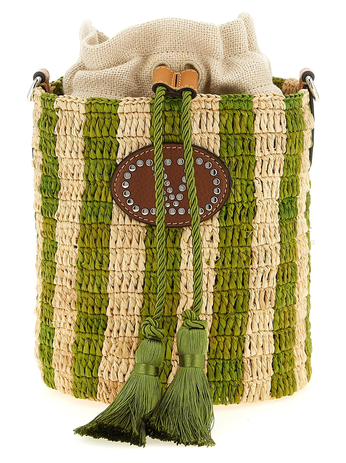 Valentino Valentino Garavani Raffia Small Bucket Bag Green