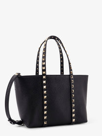 Valentino Women's Valentino Garavani Rockstud Leather Shopping Bag Black
